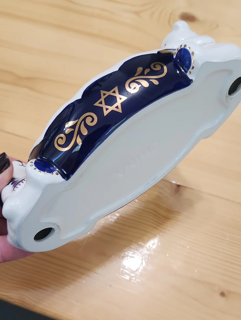 Vintage Hanukkah Polar Bears Wearing Kippot Yamikas Star Of David Dish Ceramic